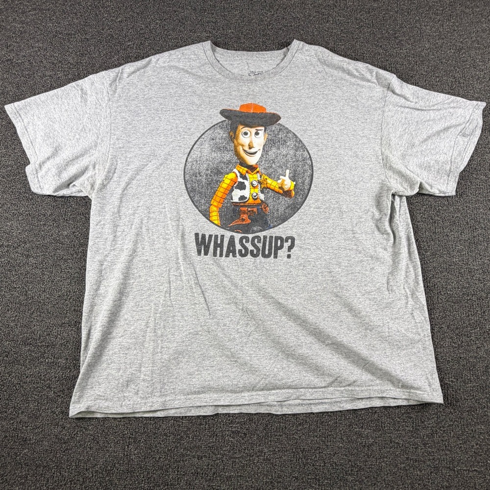 Disney Pixar T-Shirt Mens 2XL Toy Story Woody Whassup Gray Graphic EUC